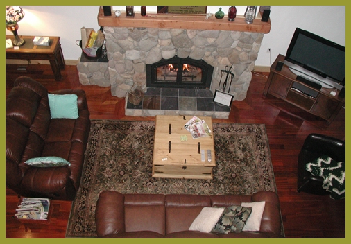 living room fireplace big vacation rental Lake Tahoe